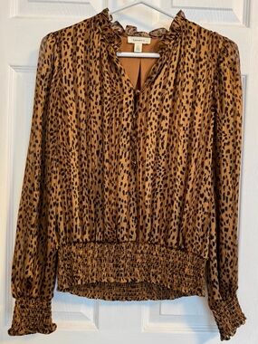 Tamara H Animal Print Smocked Details Blouse